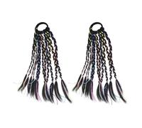 2 pièces Extensions de cheveux tressés colorés avec bandes attaches de cheveux queue de cheval Dreadlock vibrantes pour les performances usage quotidien cheveux artificiels cordes