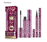 2 pièces-Eyeliner Étanche 36 Heures + Mascara En Fiber 4d, Ensemble De Maquillage, Cils Recourbés, Allongemen