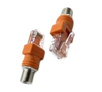 2 pièces F femelle vers RJ45 mâle, adaptateur de coupleur de tube coaxial RF RJ45 mâle vers F femelle RF vers RJ45 adaptateur convertisseur droit mâle RJ45 vers connecteur RF convertisseur