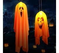 2 Pièces Fantôme Lumière Halloween, Suspendu avec Expressions de Rire et Cri, Décoration Intérieur Extérieur (Style A)