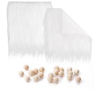 2 Pièces Fausse Fourrure Blanche Bandes Carrées de Tissu en Fausse Fourrure 20 Pièces Boule Bois Artisanales Patchs pour Coudre des Vêtements Coussin Housses de Chaise Gnome (10 x 10 Pouces)