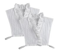 2 pièces Faux Col Chemise Femme, Faux Col en V Profond, Col de Chemise Haut en Dentelle, Faux Col à Volants Dentelle, Faux Col Femme Amovible en Coton Blanc, Taille Unique