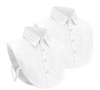 2 Pièces Faux Col Femme, Col Chemise Amovible en Coton, Cols Claudine Détachable, Réutilisable Insert Col Vêtements Accessoires pour Chemisiers Chandails pour Bureau Club Mariage Fête Lécole Quotidien