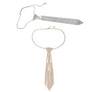2 pièces Femmes Mode Élégant Strass Métal Cravate Étincelant Paillettes Cristal Long Collier Chaîne Bijoux Pour Accessoires de Mariage Pour Femmes Bijoux