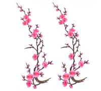 2 pièces fer à repasser fleur de cerisier sur patch, broderie florale, style 1