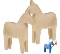 2 Pièces Figurine Cheval en Bois à Peindre, Décoration Artisanale
