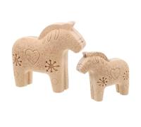 2 Pièces Figurine Cheval en Bois Brut à Peindre, Décoration Créative | Support DIY Éducatif, Adapté Peinture et Mosaïque, Style Nordique Minimaliste, Teinte Kaki, pour Entrée ou Coin Artistique