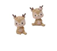 2 Pièces Figurine Faon en Résine Créative Adorable | Décorative pour Fête et Table, Coloris Kaki, Modèle en Résine Synthétique, Plaisir Visuel