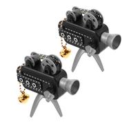 2 Pièces Figurine Projecteur de Cinéma Vintage Mini | Objet de Collection pour Cinéphiles, Plastique Noir Léger et Compact, Style Rétro pour Théâtre