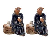 2 pièces figurines de bonsaï mini figurines chinoises assises statue de jardin en céramique ornement pour aquarium micro paysage bonsaï statue jardin féerique, à collectionner, décor d'aménagement