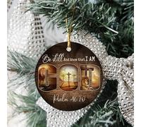 2 pièces Figurines décoratifs Jésus, sois tranquille. Et maintenant que je | suis Dieu, Lion Suspensions Sapin de Noël Fête Céramique Cadeau Décoration Maison Amusant Ornement Décoration Sapin