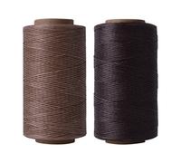 2 Pièces Fil Ciré, Cuir à Coudre Fil Ciré 260 m, Cordon Ciré de Couture, Plat Filetage Cordon Ciré 1mm pour Bricolage Artisanat Bracelet, Maroquinerie,Marron + Marron café