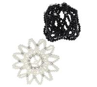 2 Pièces Filet à Chignon Ballet Blanc en Résine Perles Brillantes | Finition Crochetée, Maintien Sécurisé et Ajusté, pour Spectacles et Scènes, Conçu pour Femmes et Garçons et Filles