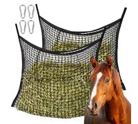 2 Pièces Filet a Foin Chevaux, Filet à Foin Pour Chevaux 90 x 60 cm, Sac à Foin Pour Chevaux Avec 4 Mousquetons, Sac à Nourriture pour Chevaux, Sac à Foin Cheval Mailles Serrées 3x3 cm, Capacité 8 Kg