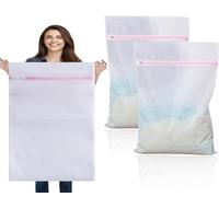 2 Pièces Filet Linge Machine à Laver 90x110cm, Grands Surdimensionnés Sac Linge Machine a Laver, Avec Fermeture éclair, Sac Lavage Linge Delicat Empêche, les Vêtements de se Déformer(Blanc, XXXL)