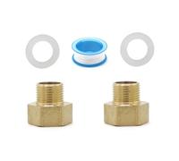 2 pièces filetage femelle 3/8 à 1/2, réducteur en laiton avec 2 pièces joints en silicone et 1 pièce ruban adhésif, rallonge de réducteur en laiton pour tuyau d'eau tuyau de douche