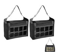 2 pièces Filets à Foin et Sac à Foin avec Petits Carrés, Sangle Réglable, Grande Capacité 600D Oxford et Ralentisseur de Nourriture, Pour Chevaux, Chèvres, Moutons, Vaches, Écuries, Fermes, Corrals