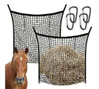 2 Pièces Filets à Foin Pour Chevaux, 90x80cm Grand Filet à Foin Filet à Foin Pour L'Agriculture Avec 4 Mousquetons Filet à Foin Noir à Mailles SerréEs Pour Chevaux BœUfs Moutons