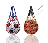 2 Pièces Filets de Balle Portables, Sac Filet de Ballon, Sac à Balles en Nylon, Filets à Balles Portables, Sac de Balle de Basket avec 2 Aiguilles à Billes, pour Football Basketball Volleyball Rugby