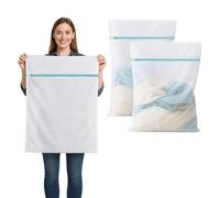 2 Pièces Filets Linge Machine à Laver XXL 60x80 cm Fermeture Éclair | Maille Solide Résistante, pour Rideaux, Linge de Lit, Tapis et Serviettes, Protège Vos Textiles pendant le Lavage en Machine