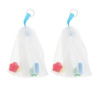 2 Pièces Filets Moussants Nettoyants Visage PE Blanc, Trou | Mousse Riche, Exfoliation Douce, Prolonge L’usage du Savonnette, pour Restes et Savons Fruités, Maison Voyage