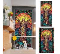 2 Pièces Film Vitrail Eglise - Film Occultant Fenêtre - Film Fenetre Anti Regard - Auto-Adhésif Autocollants De Fenêtre Teinte Claire | Jésus Chiffres Religieux Décoratifs Autocollant en Verre
