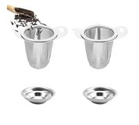 2 Pièces Filtre à Thé, Infuseur The Acier Inoxydable 304 avec Couvercle et Doubles Poignées, Infuseur Thé Tasse Accessoires pour le Thé, pour Tasses Thé, Bols Thé, Bouilloires Thé