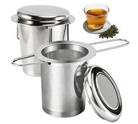 2 Pièces Filtre à Thé Infuseur Thé Inox Filtre à Thé Trou Fin avec Poignées Pliable et Couvercle pour Théière Tasse