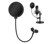 2 Pièces filtre anti pop,Microphone Filtre Anti-Pop,flexible 360° et bras stableAvec Double Couche Son Bouclier Guard Vent Popfilter Pour Blue Yeti Et Studio Studio D'Enregistrement(Noir)