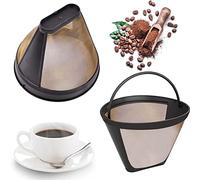 2 Pièces Filtre Cafe Reutilisable, Filtre Permanent, Filtre Universel Cafetiere, 100 Mailles Filtre à Café, Acier Inoxydable 304, avec Poignée, 12cm, pour Plupart Des Cafetières (Doré)
