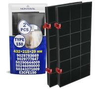 2 Pièces Filtre Charbon Type 150 432x215x29 mm pour Hotte Aspirante avec Code Original 9029793669 9029777647 50290644009 E3CFE150 pour AEG pour Electrolux pour Zanussi - Garantie de 10 Ans - MONTERAL