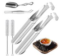 2 Pièces Filtres à Thé Kit avec Pince à épiler, Cuillère et Brosse, Passoire à Thé Réutilisable, Infuseur à Thé pour Accrocher Sur une Tasse, Diffuseur de Thé pour le Thé en Vrac, Les épices