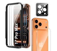 [2 Pièces] Fitudoos Verre Trempé pour iPhone 17 Pro Max+[1 Pièces] Film protecteur arrière+[1 Pièces]Caméra Arrière Protecteur+Outil d'installation facile,Dureté 9H,Anti Rayures Film Protection écran.