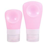 2 Pièces Flacon Cosmétique en Silicone Rose 38ml, Rechargeable | Format 60ml, Léger et Portable, Usage Maison et Voyage, pour Lotion, Shampoing, Gel