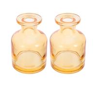 2 Pièces Flacon Diffuseur à Roseaux en Verre Jaune Mat 150ml Décoratif | Forme Cylindrique, Finition Mate Givrée, Recharge Facile, Tiges Rotin Incluses, Salon et Table Basse