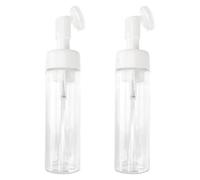 2 Pièces Flacon Moussant de Voyage Tête Brosse en Plastique 200ml | Rechargeable et Réutilisable, Usage pour Lotion et Nettoyant Cils, Surface Lisse, pour Salle de Bain