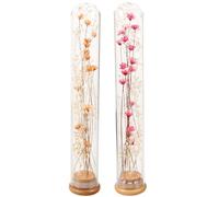 2 Pièces Flacon Verre Fleur Séchée, Rose Eternelle sous Cloche