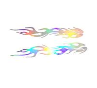 2 Pièces Flamme Autocollant, Universel Réfléchissants Autocollants, 24cm Auto-Adhésif Flamme Totem Vinyle Autocollants décalcomanies pour Golf Camion SUV Véhicules Tout-Terrain Skateboard Coloré