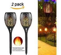 2 pièces Flammes lumineuses de jardin IP65 étanches Flammes solaires Torches Luminaires solaires avec flammes réalistes Marche/Arrêt automatique Luminaires décoratifs de jardin pour l'extérieur