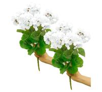 2 Pièces Fleur de Géranium Artificielle en Soie, Buisson de Géranium Rouge Artificiel D'extérieur, Fausses Fleurs de Géranium Rouge pour Décoration Florale de Jardin Intérieur(Blanc)
