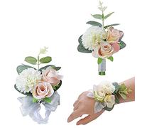 2 Pièces Fleurs de Poignet, Poignet Corsage Mariage, Bracelet Corsage, Ensemble Fleur de Poignet et Corsage, pour Mariage, Danse, Décoration de Fête