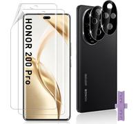 2 Pieces For Honor 200 Pro Screen Protector, 2 Pieces Tempered Glass Rear Camera Protector Film (Black), High Definition Anti-Scratch Flexible Tpu Screen Protectors