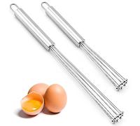 2 Pièces Fouet Cuisine, Fouets en Acier Inoxydable avec Agitateur à Billes Fouet Patisserie pour Cuisiner Mélanger Remuer