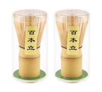 2 Pièces Fouet matcha en bambou naturel, fouets à matcha traditionnelle faite à la main, matcha kit ceremonie japonais, fouet bambou thé matcha - pour la cérémonie du thé, la boisson - 100 Dents