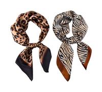 2 Pièces Foulard À Cheveux Pour Femme, Bandeau À Imprimé Léopard Pour Femme, Foulard À Imprimé Zèbre Pour Femme, Foulard Mode Pour Femme, Accessoires À Imprimé Léopard Pour Femme