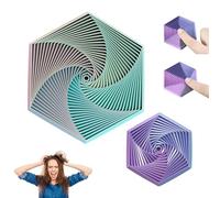 2 pièces Fractal Fidget Hexagon,3D Cube Sensory Fidget Toy,Jouets Hexagonaux 3D Rotatifs Anti-Stress, Outil de Méditation Consciente ,pour L'anti-an-xiété Et Le Soulagement du Stress (Bleu Vert)