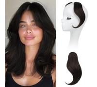2 Pièces Frange a clip Frange à la Française pour Femmes Partie Centrale Extension Cheveux Humains Naturelle Extensions de Cheveux Fausse Franges