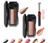 2 pièces Fresheight Palette De Fards à PaupièRes CoréEns ImperméAbles à Deux Couleurs Avec Applicateur Et Miroir,Ombre à PaupièRes Poudre Hautement PigmentéE,Longue DuréE,Portable (02+04, TAILLE)