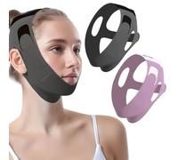 2 Pièces Gaine Visage à Effet Raffermissant Et Redessinant Les Contours Du Visage, Masque Double Menton Réutilisable Pour Un Contour De La Mâchoire Défini (Noir + Violet)