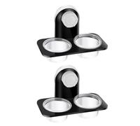 2 Pièces Gamelle d'alimentation à Double Récipient, Plastique Noir | Stable sur Paroi, Finition Soignée, pour Lézard Vert, Araignée, Boîtes Acryliques et Bacs en Verre